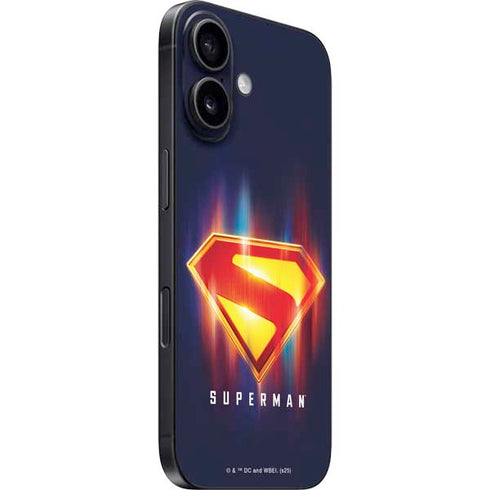 Superman 2025 Energy Shield Neon Emblem iPhone 16 Plus Skin